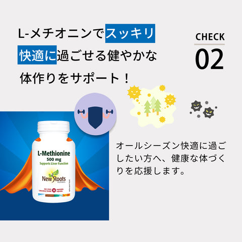 L-メチオニン 500mg 50粒 メチオニン  | ニュールーツハーバル  サプリ サプリメント アミノ酸 美容 季節の変わり目が気にならない生活をサポート！