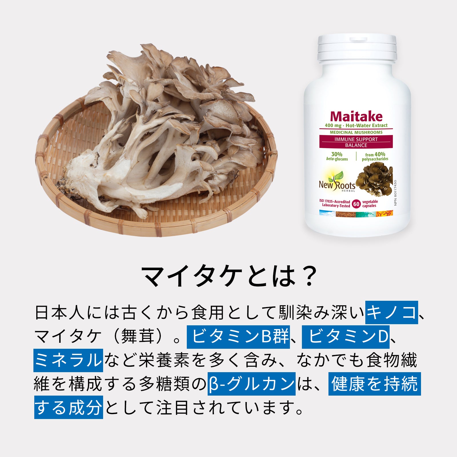 Maitake mushroom extract 400mg 60 tablets | β-glucan, vitamins, minerals