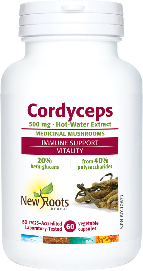 Cordyceps Sinensis Extract 500mg 60 Capsules | New Roots Herbal A supplement to support your energy! Recommended for those who want to improve their body's resistance to seasonal changes and who want to reassess their lifestyle habits!